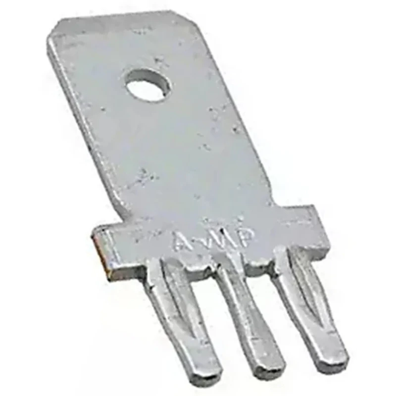 TE Connectivity Faston Black Uninsulated Male Spade Connector, Solder Type, 0.81 x 6.35 mm Tab Size 216843-1