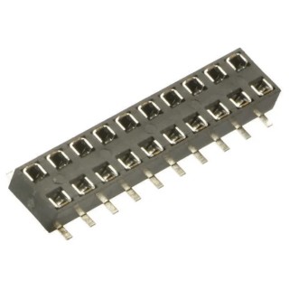 HARWIN M22-63 Series Straight Surface PCB Socket, 24-Contact, 2 Row, 2 mm Pitch Solder M22-6361242