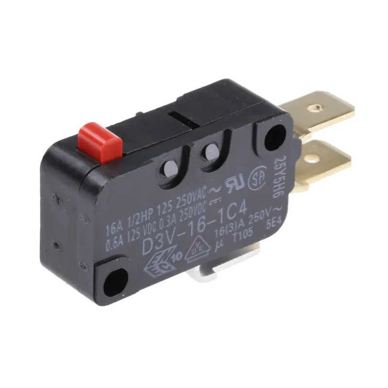 Omron Pin Plunger Micro Switch, Tab Terminal, 16A Current, SPDT Contact, Miniature, IP40 Rated D3V-16-1C4