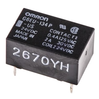 Omron PCB Signal Relay with 24V DC Coil, 3A Switching Current, SPDT Contact Configuration G6EU-134P-US 24DC