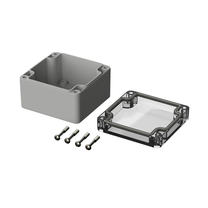 Bopla Euromas Series Light Grey Transparent Lid Polycarbonate Enclosure IP66 IK07 55 mm x 82 mm x 80 mm 02210100