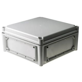 Fibox Flanged EK Series Grey Grey Lid Polycarbonate Enclosure, IP67 IP66 IK08, 130 mm x 280 mm x 280 mm EKOE 130 G + EKOVT