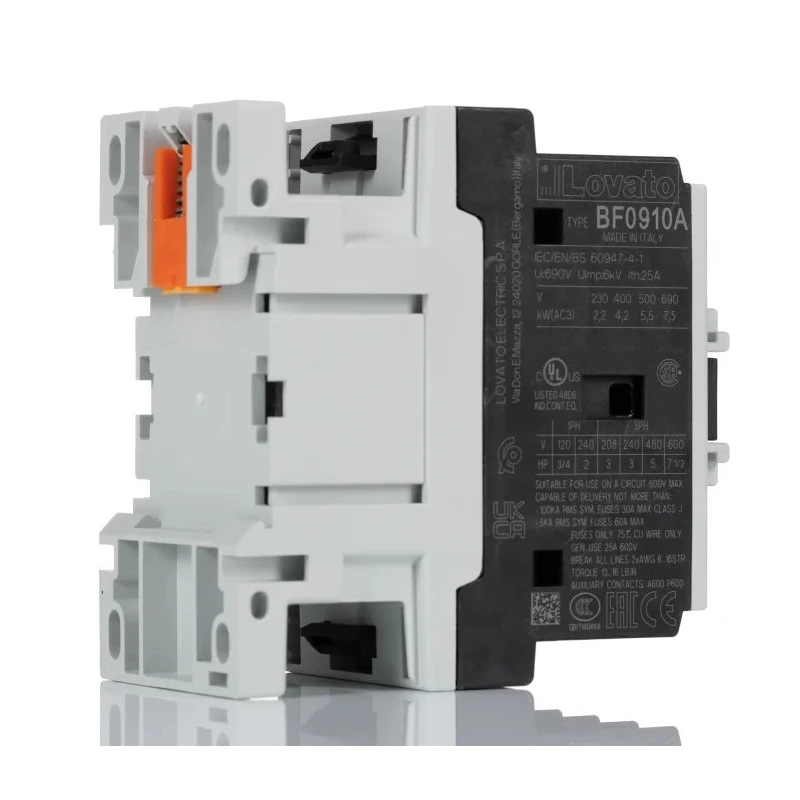 Lovato Electric BF Contactor 230V ac Coil, 3-Pole, 9 A, 4 kW Power Rating, 3 NO Configuration BF0910A230