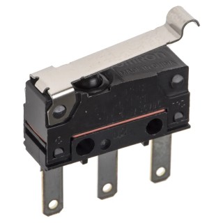 Omron Sealed Subminiature Simulated Roller Lever Micro Switch, Tab Terminal, SPDT, 100mA, 250V AC, 30V DC, IP67 D2SW-P01L3T