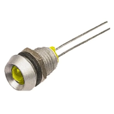 Bulgin Yellow Panel Mount LED Indicator, 8 mm Mount Hole, Lead Wire Termination, 2.1V dc DX1091/YL