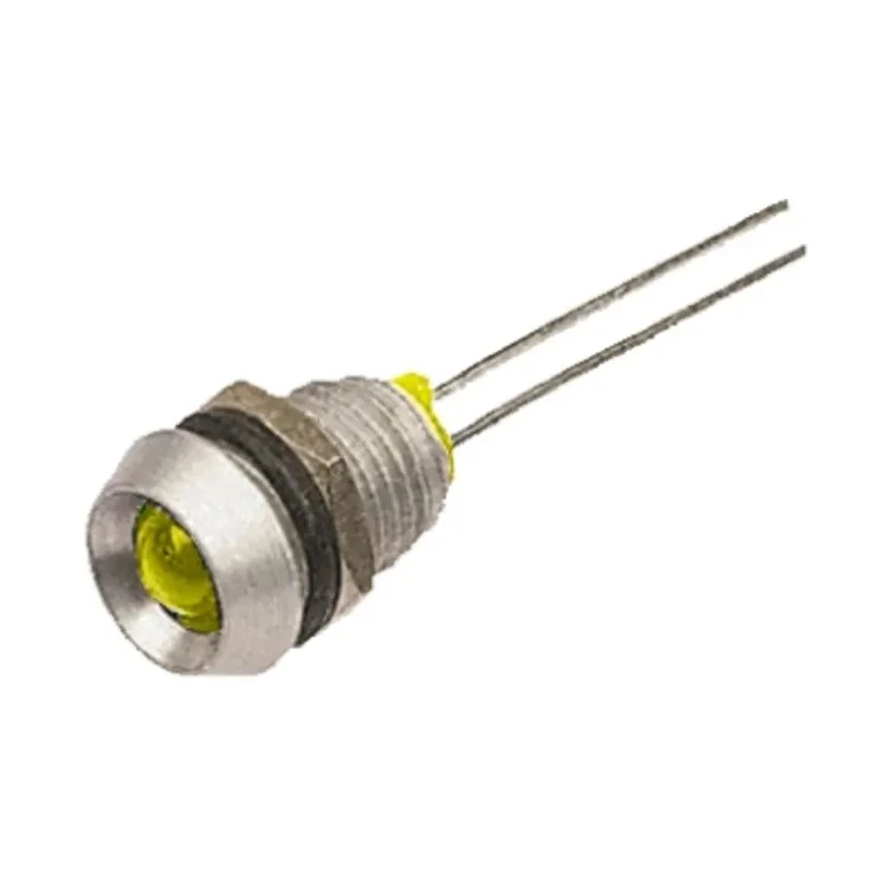 Bulgin Yellow Panel Mount LED Indicator, 8 mm Mount Hole, Lead Wire Termination, 2.1V dc DX1091/YL