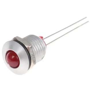Bulgin Red LED Panel Mount Indicator 2V DC, 30mA, Lead Wire Termination, Prominent Bezel DX1093/RD