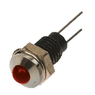 Bulgin Red LED Panel Mount Indicator 6.1 mm Mount Hole Size Lead Wire Termination IP67 2V DX1118/RD