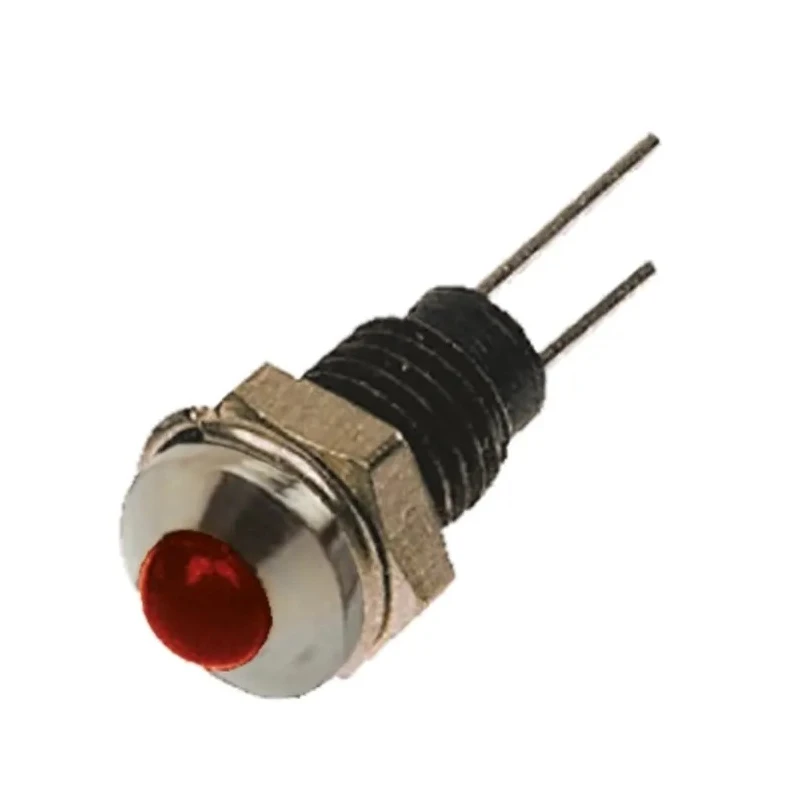 Bulgin Red LED Panel Mount Indicator 6.1 mm Mount Hole Size Lead Wire Termination IP67 2V DX1118/RD