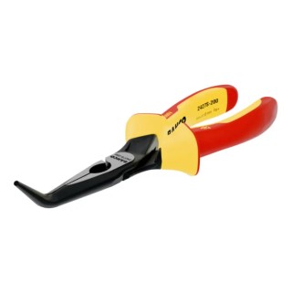 Bahco Long Nose Plier Bent Nose, 200mm Overall Length, 65mm Jaw, VDE/1000V Approved 2427 S-200