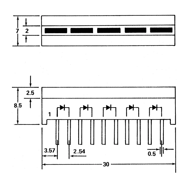 Kingbright Auto Backlit Bar Graph LED Display Green 1.25 mm 5 Segment DI-5GWB