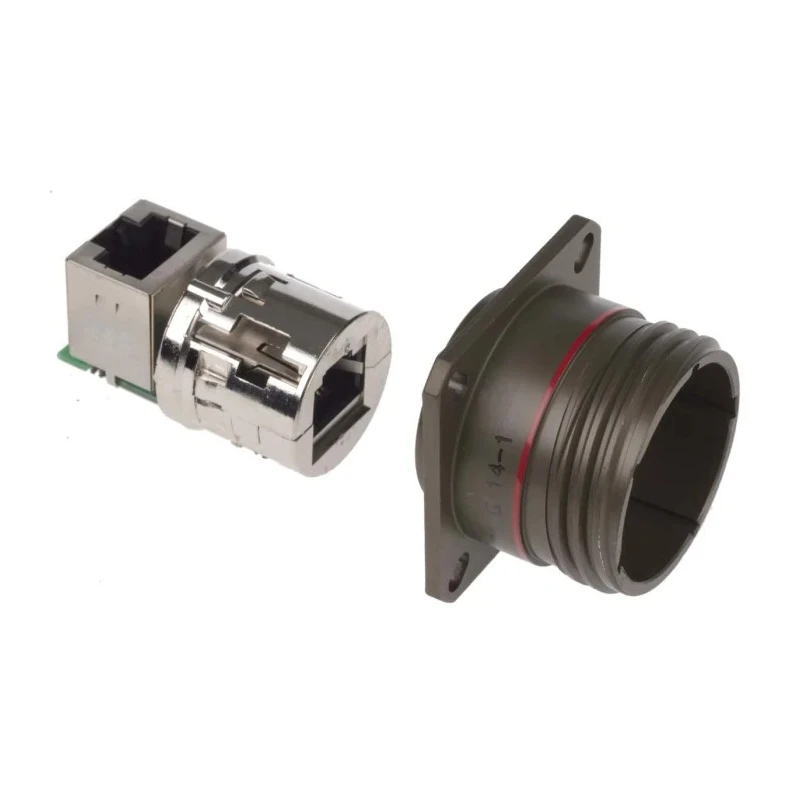 Amphenol Socapex RJFTV Series RJ45 Connector Female Panel Mount Cat5e Shielded Right Angle 1 Port 8 Way 