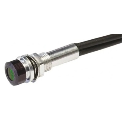 Oxley Green Panel Mount Indicator 24V AC 15mA Lead Wire Termination IP67 Recessed OXL/MIL50/24AC/FL30/H/Green