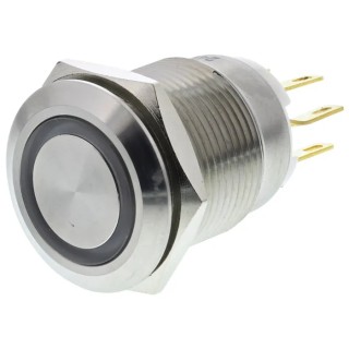 EOZ R Series Illuminated Momentary Push Button Switch, Panel Mount, 19.2 mm Cutout, SPDT, Red LED, IP65, 250 R19FFSSPAGRR24