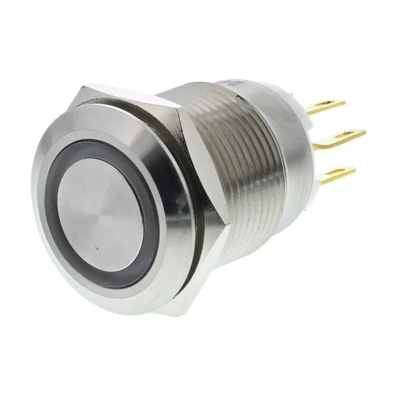 EOZ R Series Illuminated Momentary Push Button Switch, Panel Mount, 19.2 mm Cutout, SPDT, Red LED, IP65, 250 R19FFSSPAGRR24