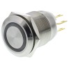 EOZ R Series Illuminated Momentary Push Button Switch, Panel Mount, 19.2 mm Cutout, SPDT, Red LED, IP65, 250 R19FFSSPAGRR24