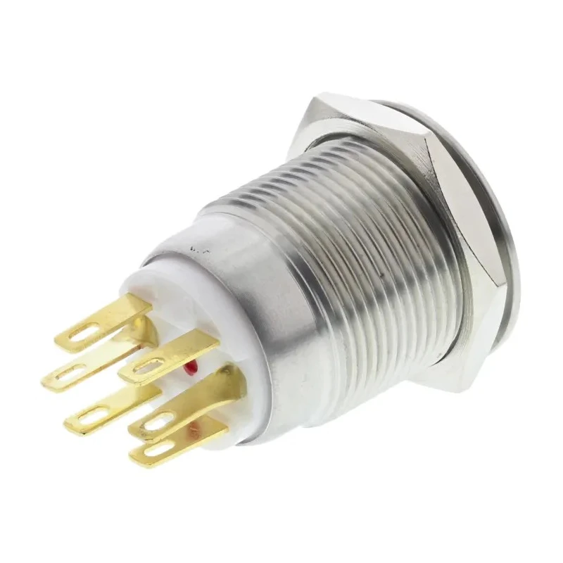 EOZ R Series Illuminated Momentary Push Button Switch, Panel Mount, 19.2 mm Cutout, SPDT, Red LED, IP65, 250 R19FFSSPAGRR24