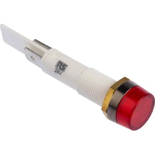 Arcolectric (Bulgin) Ltd 0277 Series Red Panel Mount Indicator, 24V, 22mA, Solder Tab Termination, IP67 C027700FAG
