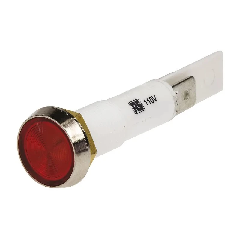 Arcolectric (Bulgin) Ltd 0275 Series Red Panel Mount Indicator, 110V AC, Solder Tab Termination, IP67, Flush C027500NBA