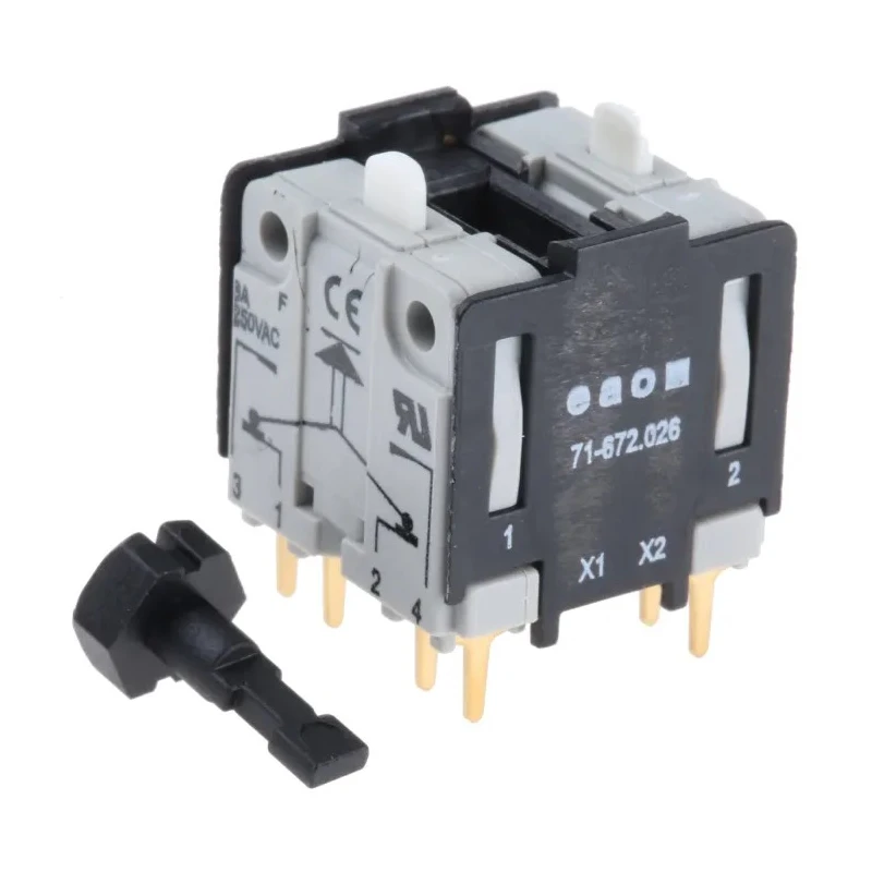 EAO Push Button Contact Block, 250V AC, 3A Current Rating, 2 NO/2 NC PCB Terminal 71-672.026