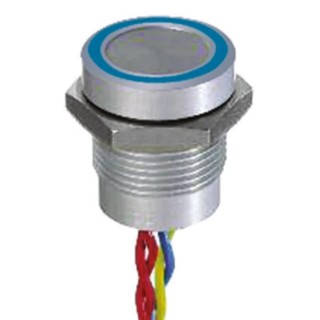 APEM Illuminated Piezo Switch Momentary SPST IP68 Flying Lead 200mA 19mm Cutout 
