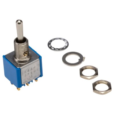 APEM Panel Mount Toggle Switch 400mA, On-Off-On, DPST, Solder Lug Terminal, 24 V dc, 250 V ac 5647CDB