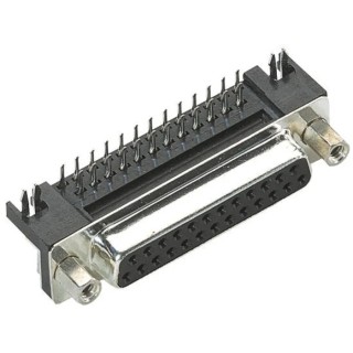 HARTING D-Sub 37 Way Right Angle Through Hole Connector 2.77 mm Pitch, Steel Housing, 4 to 40 UNC Threaded Insert 09684537612