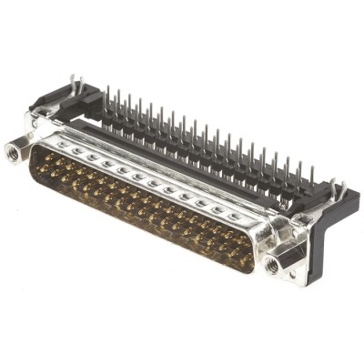HARTING 37 Way Right Angle 2.76 mm Pitch Through Hole D-Sub Connector with 4 to 40 UNC Screw Lock Male 09654626813