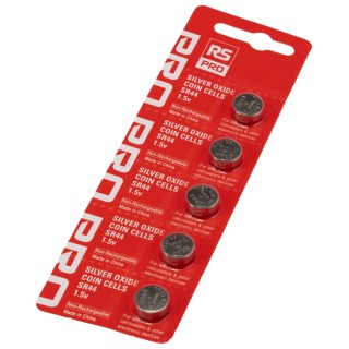 RS PRO Silver Oxide Button Battery SR44 1.55 V 11.6 mm Diameter 5 Pack SR44