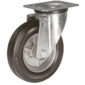 LAG Swivel Castor, 80 kg Capacity, 100 mm Rubber Wheel, Galvanised Steel Frame, Roller Bearing 12258