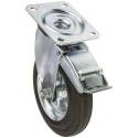 LAG Braked Swivel Castor, 230 kg Load Capacity, 200 mm Rubber Wheel, Galvanised Steel Frame, Roller Bearing, Model 12286 FR