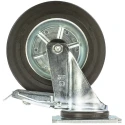 LAG Braked Swivel Castor, 230 kg Load Capacity, 200 mm Rubber Wheel, Galvanised Steel Frame, Roller Bearing, Model 12286 FR