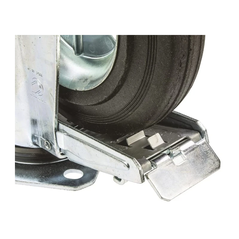 LAG Braked Swivel Castor, 230 kg Load Capacity, 200 mm Rubber Wheel, Galvanised Steel Frame, Roller Bearing, Model 12286 FR