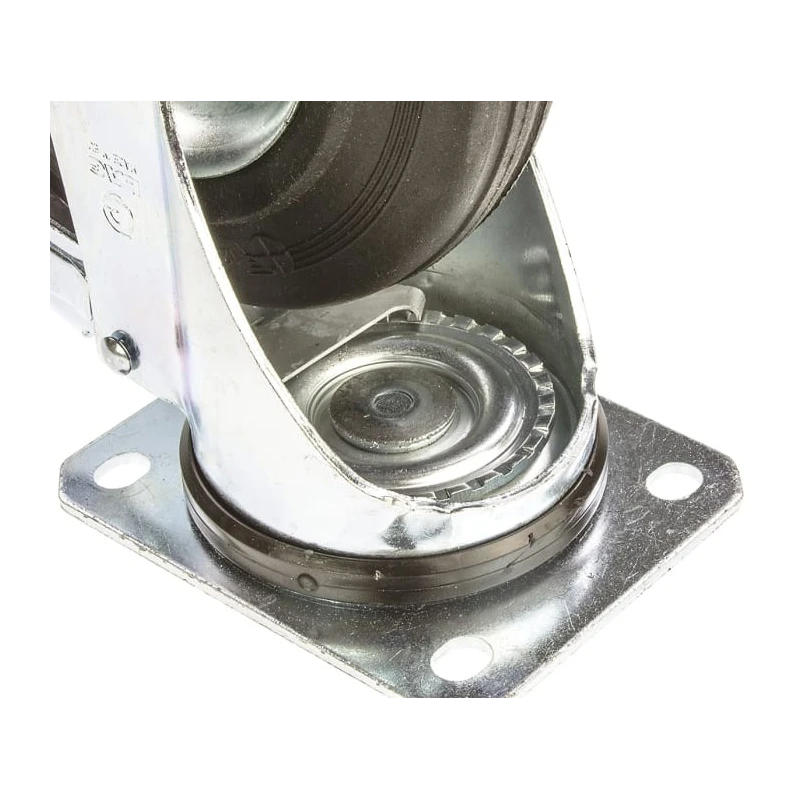 LAG Braked Swivel Castor, 230 kg Load Capacity, 200 mm Rubber Wheel, Galvanised Steel Frame, Roller Bearing, Model 12286 FR