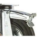 LAG Braked Swivel Castor, 230 kg Load Capacity, 200 mm Rubber Wheel, Galvanised Steel Frame, Roller Bearing, Model 12286 FR