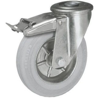 LAG Medium Duty Swivel Castor with Rubber Wheel, 230 kg Capacity, 200 mm Diameter, Steel Hub, Roller Bearing 12686 FR FE