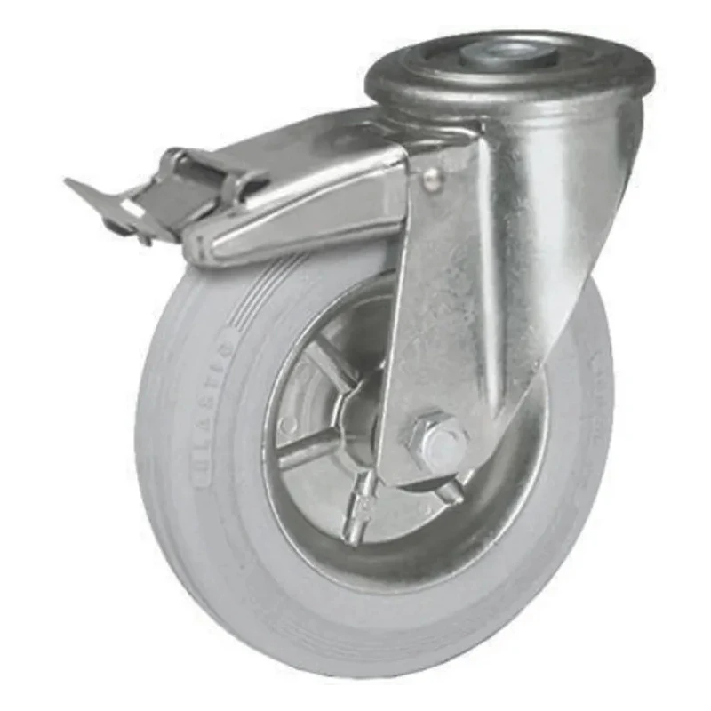 LAG Medium Duty Swivel Castor with Rubber Wheel, 230 kg Capacity, 200 mm Diameter, Steel Hub, Roller Bearing 12686 FR FE