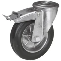 LAG Swivel Castor with 120 kg Load Capacity and 100 mm Rubber Wheel, Roller Bearing Hub, Die Cast Aluminium 16427 FR FB
