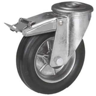 LAG Swivel Castor with 120 kg Load Capacity and 100 mm Rubber Wheel, Roller Bearing Hub, Die Cast Aluminium 16427 FR FB