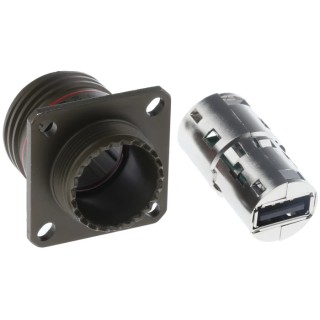 Amphenol Socapex USB Connector Straight Panel Mount Female 5V 5A USB Type A IP68 USBFTV22G