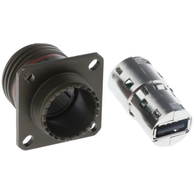 Amphenol Socapex USB Connector Straight Panel Mount Female 5V 5A USB Type A IP68 USBFTV22G