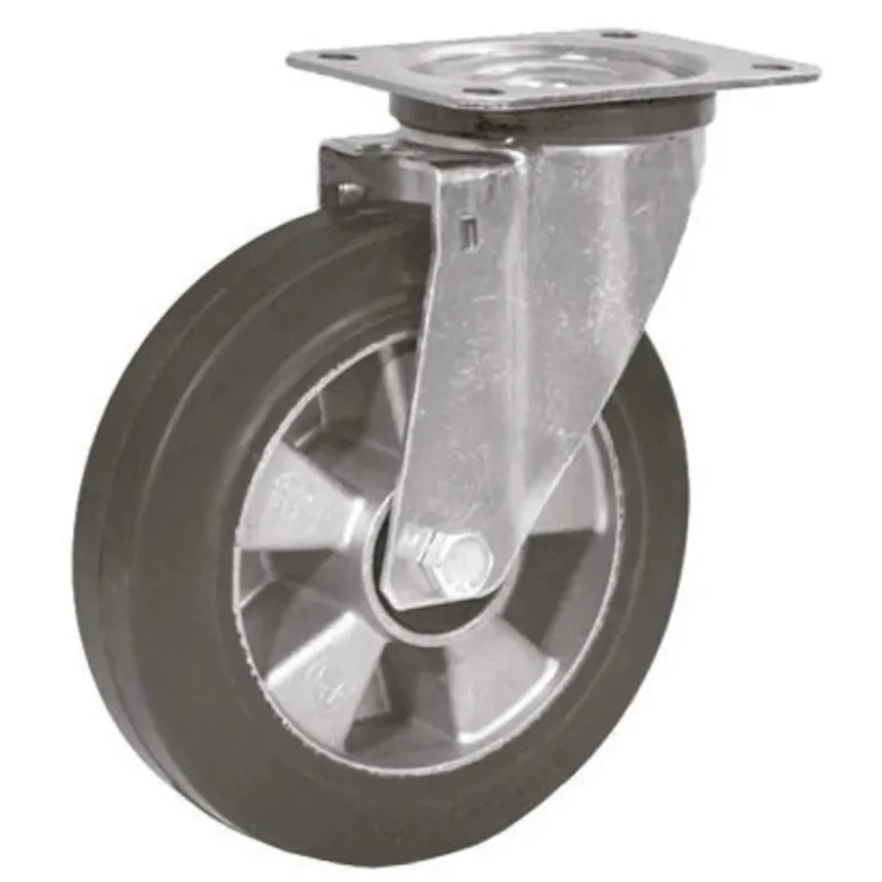 LAG Swivel Castor with 300 kg Load Capacity, 160 mm Rubber Wheel, Galvanised Steel Frame, Model 16334