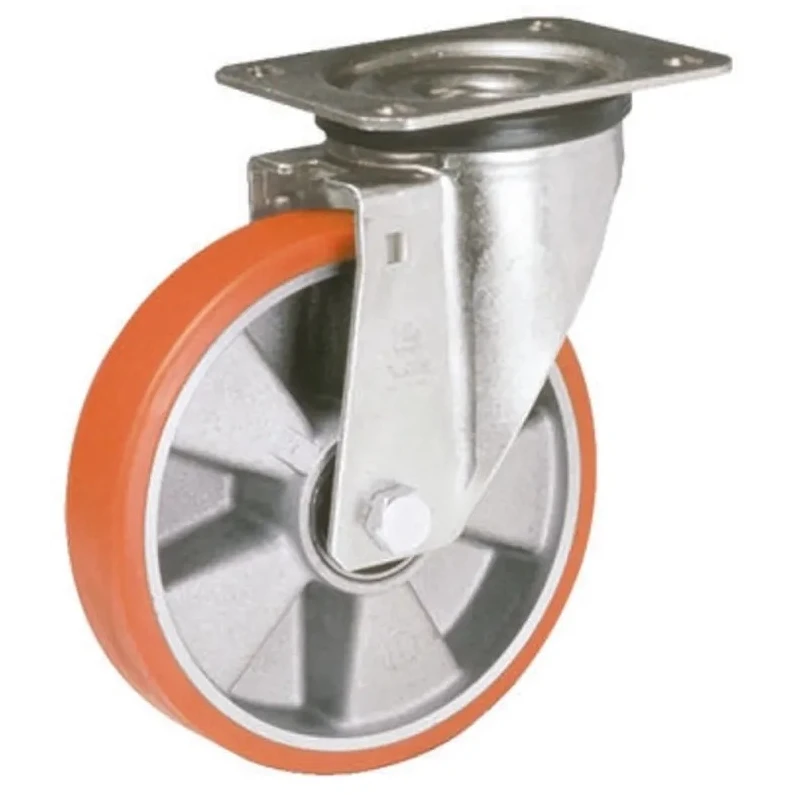 LAG Swivel Castor Wheel, 200 kg Load Capacity, 125 mm Polyurethane Wheel, Galvanised Steel Frame, Die Cast Aluminium 26058