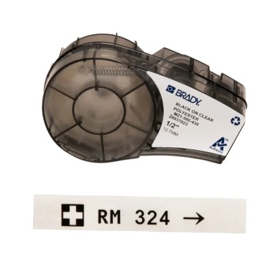 Brady Black on Black Transparent Label Printer Tape, 12.7 mm Width, 6.4 m Length, 6.4 mm Label Length M21-500-430