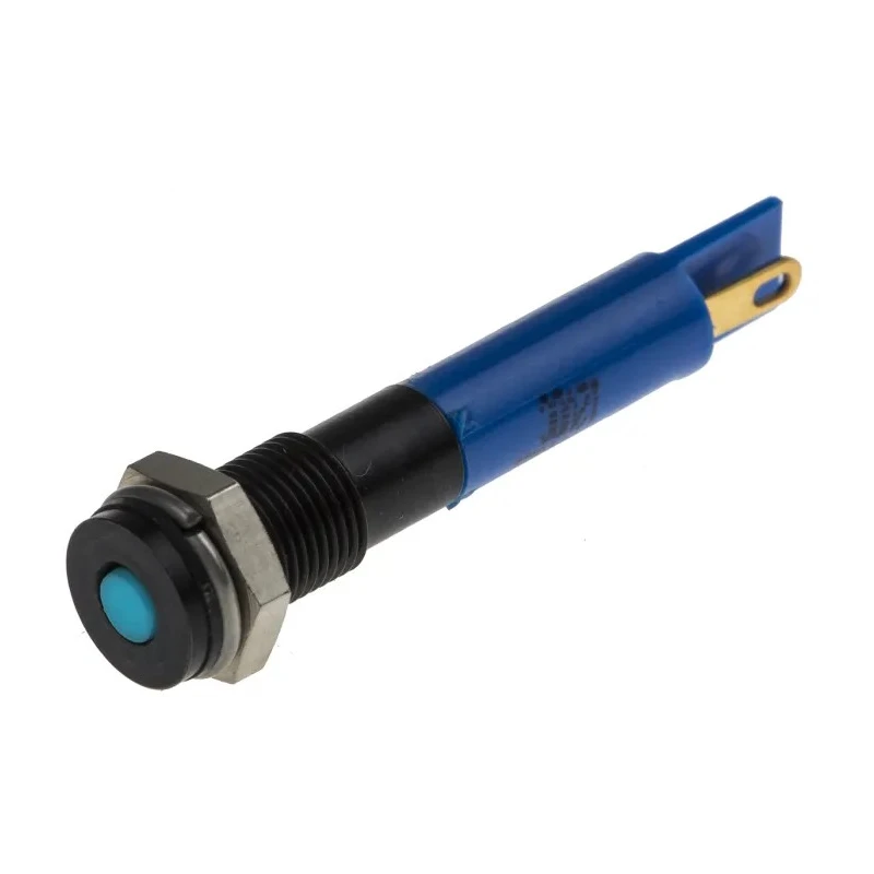 RS PRO Blue Panel Mount Indicator 12V dc 20mA Solder Tab IP67 Flush Bezel 700-1621
