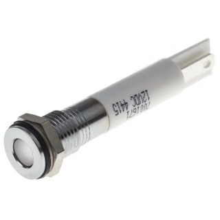 RS PRO White Panel Mount Indicator 12V DC 20mA Solder Tab Termination IP67 Flush 700-1671