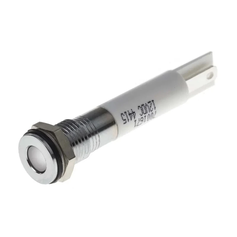RS PRO White Panel Mount Indicator 12V DC 20mA Solder Tab Termination IP67 Flush 700-1671