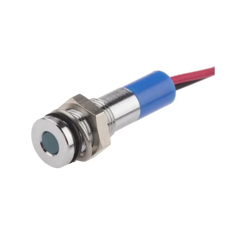 RS PRO Blue Panel Mount Indicator 24V dc 20mA Lead Wire Termination Flush Bezel IP67 700-1839