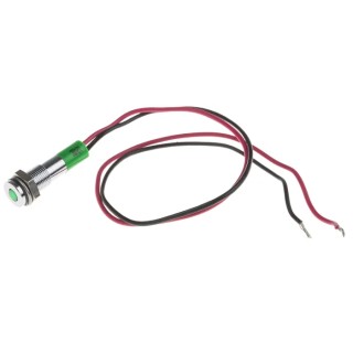 RS PRO Green Panel Mount Indicator 12V DC 20mA Lead Wire Termination IP67 Flush Bezel 700-1814