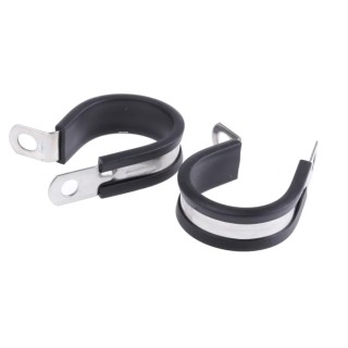 JCS Hi-Torque 304 Stainless Steel 29 mm ID Black Rubber Coated P-Clip PCSR29RS